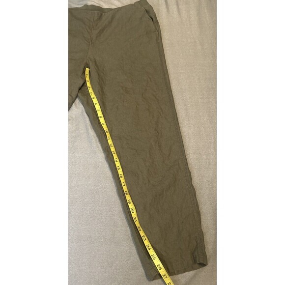 J. Jill Love Linen Olive GREEN Pull On Ankle Pants Women’s Elastic Waist Sz L - Picture 3 of 10